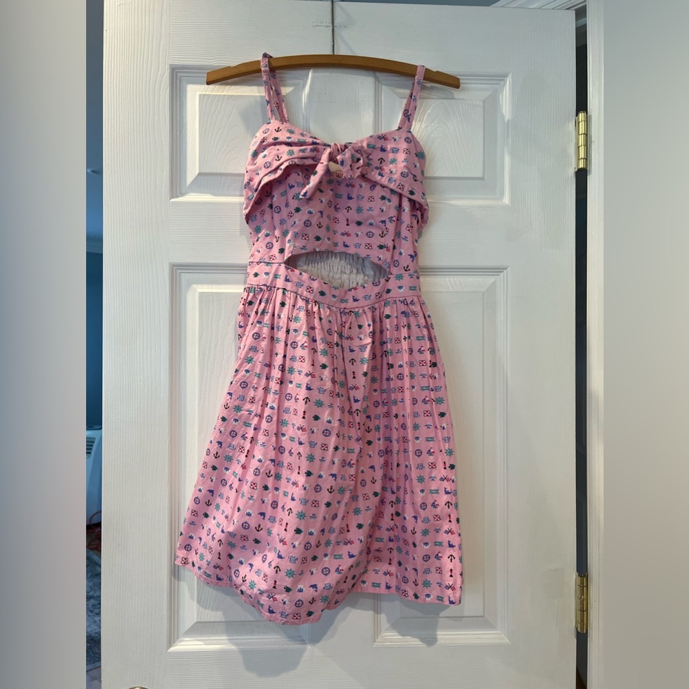 Bonne Chance Collections Pink Dress Nautical Pattern Size Medium
